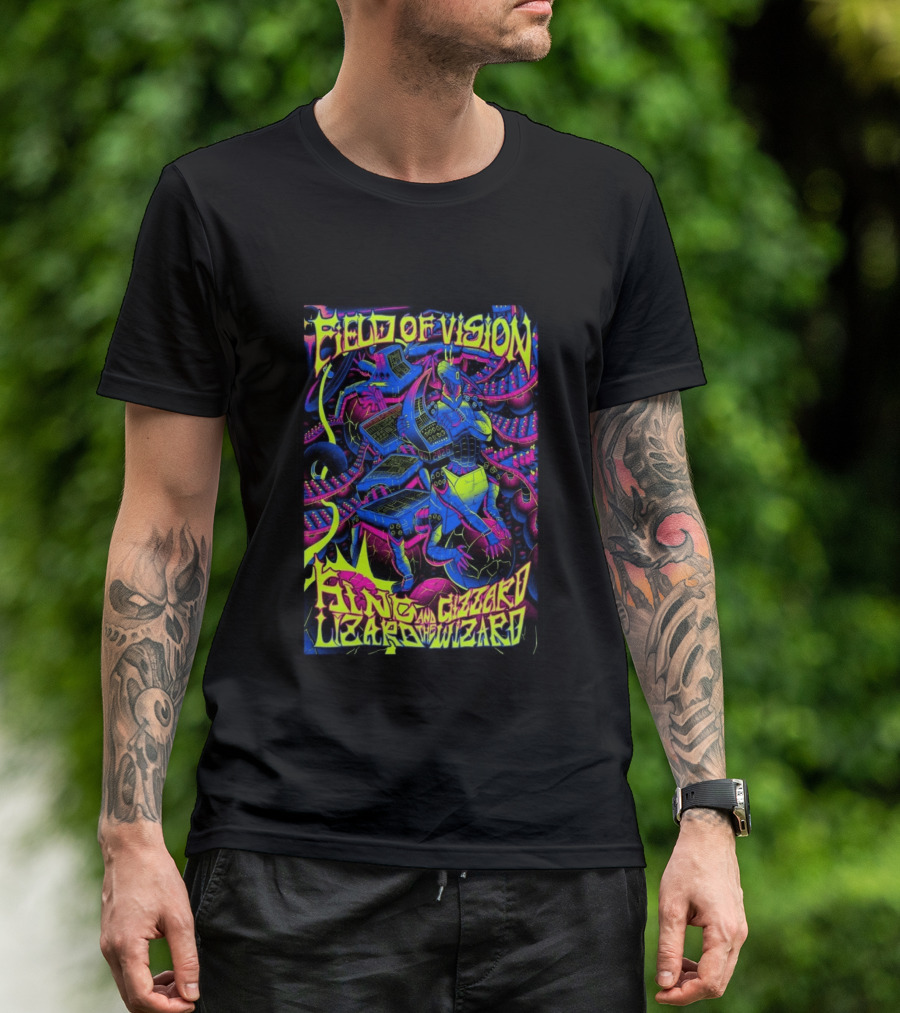 King Gizzard And The Lizard Wizard 2026 Field Of Vision Neon Psychedelic Robot T-Shirt