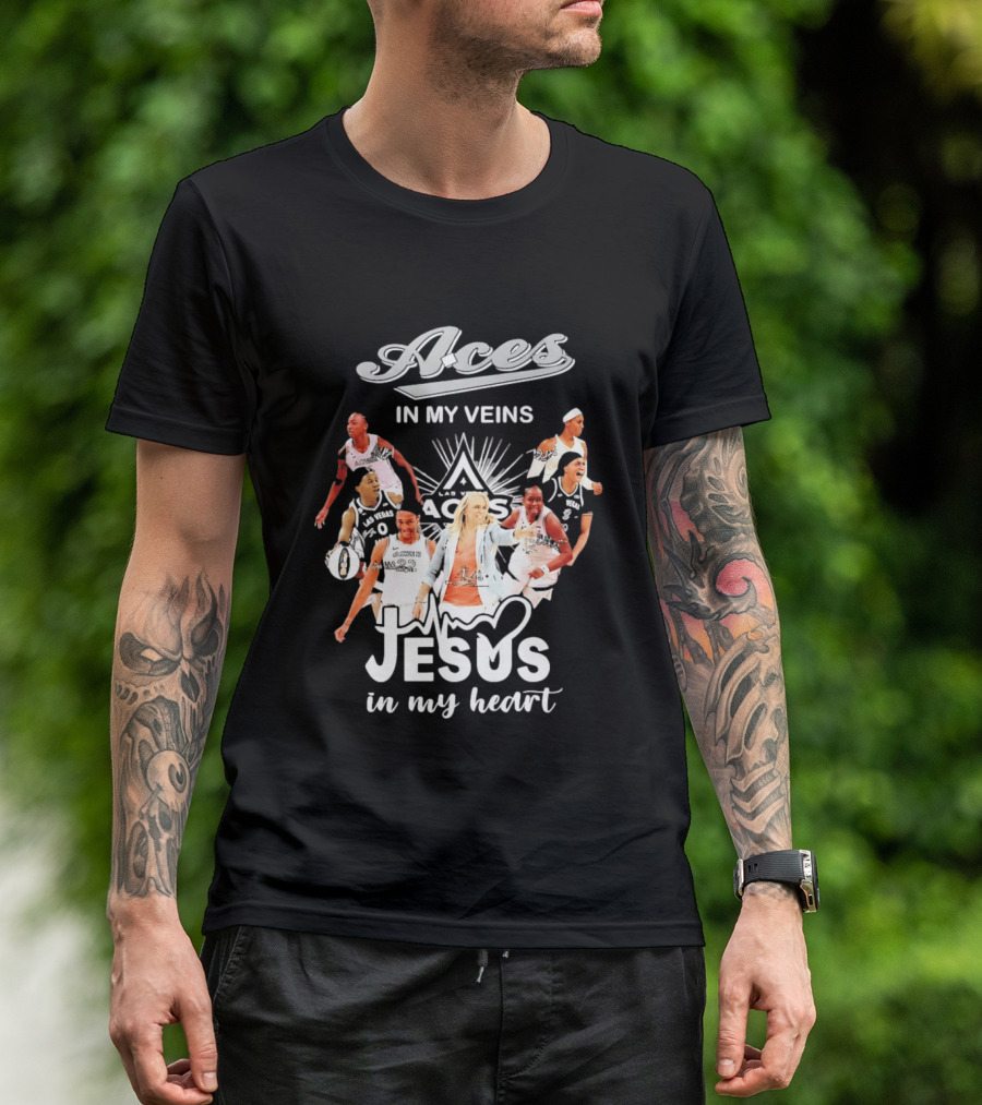 Las Vegas Aces In My Veins Jesus In My Heart WNBA 2026 T-Shirt