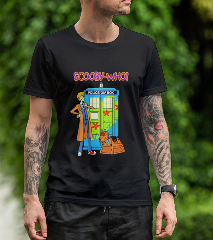 Scooby Who Shaggy Tenth Doctor Mystery Machine Painted Tardis K9 Robot T-Shirt