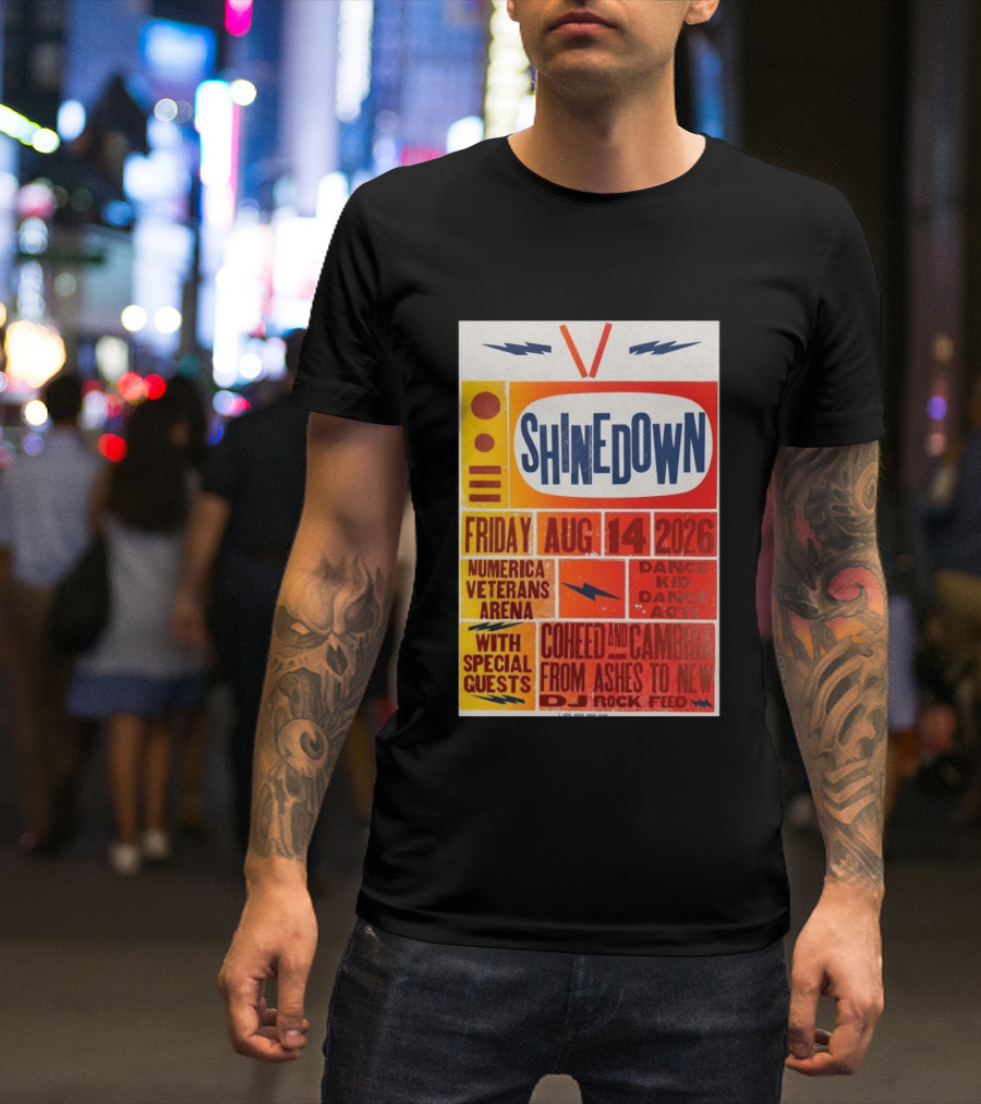 Shinedown Aug 14 2026 Numerica Veterans Arena With Coheed And Cambria And From Ashes To New T-Shirt
