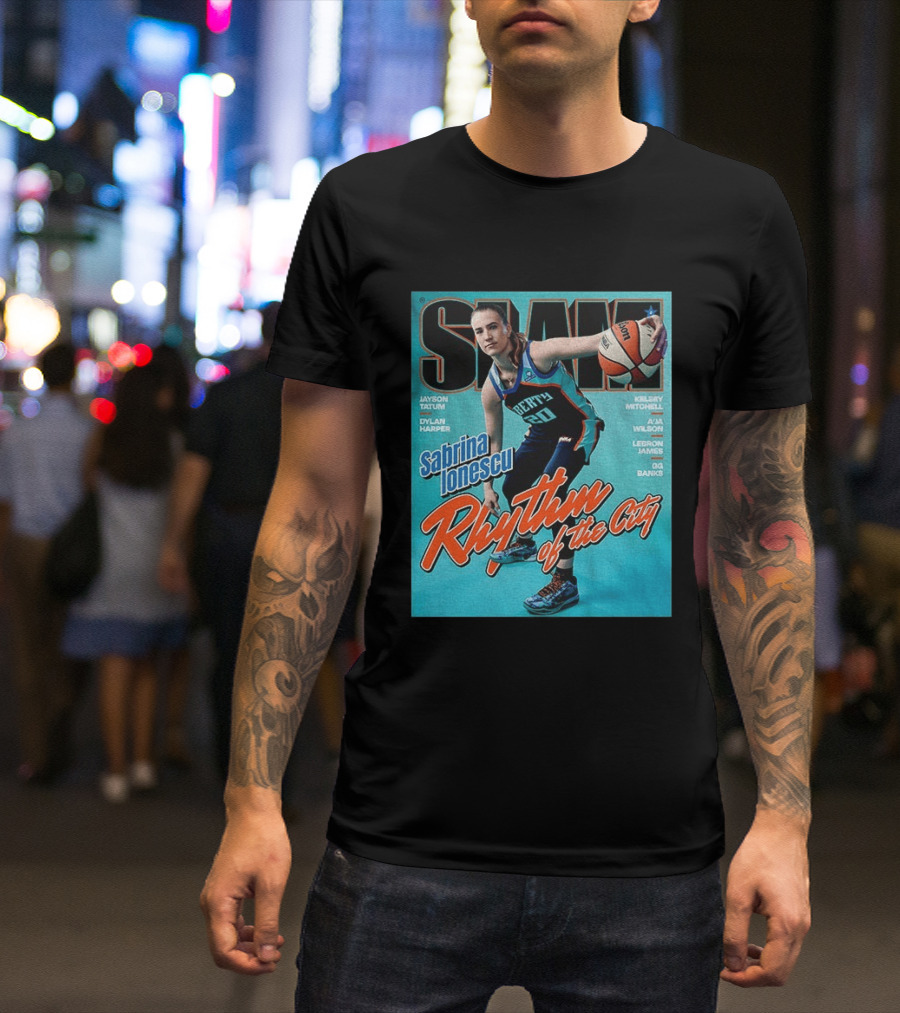 Slam Cover 264 Sabrina Ionescu Rhythm Of The City Liberty Basketball T-Shirt