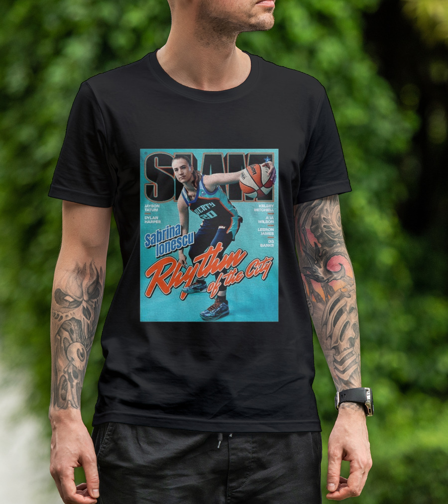 Slam Cover 264 Sabrina Ionescu Rhythm Of The City Liberty Basketball T-Shirt
