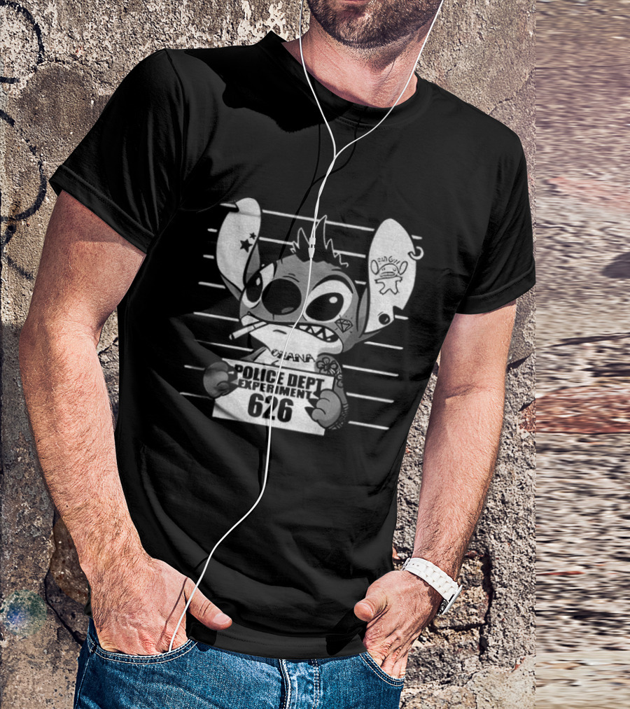 Bad Guy Experiment 626 Police Dept Shot Stitch T-Shirt