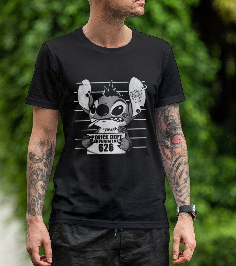 Bad Guy Experiment 626 Police Dept Shot Stitch T-Shirt