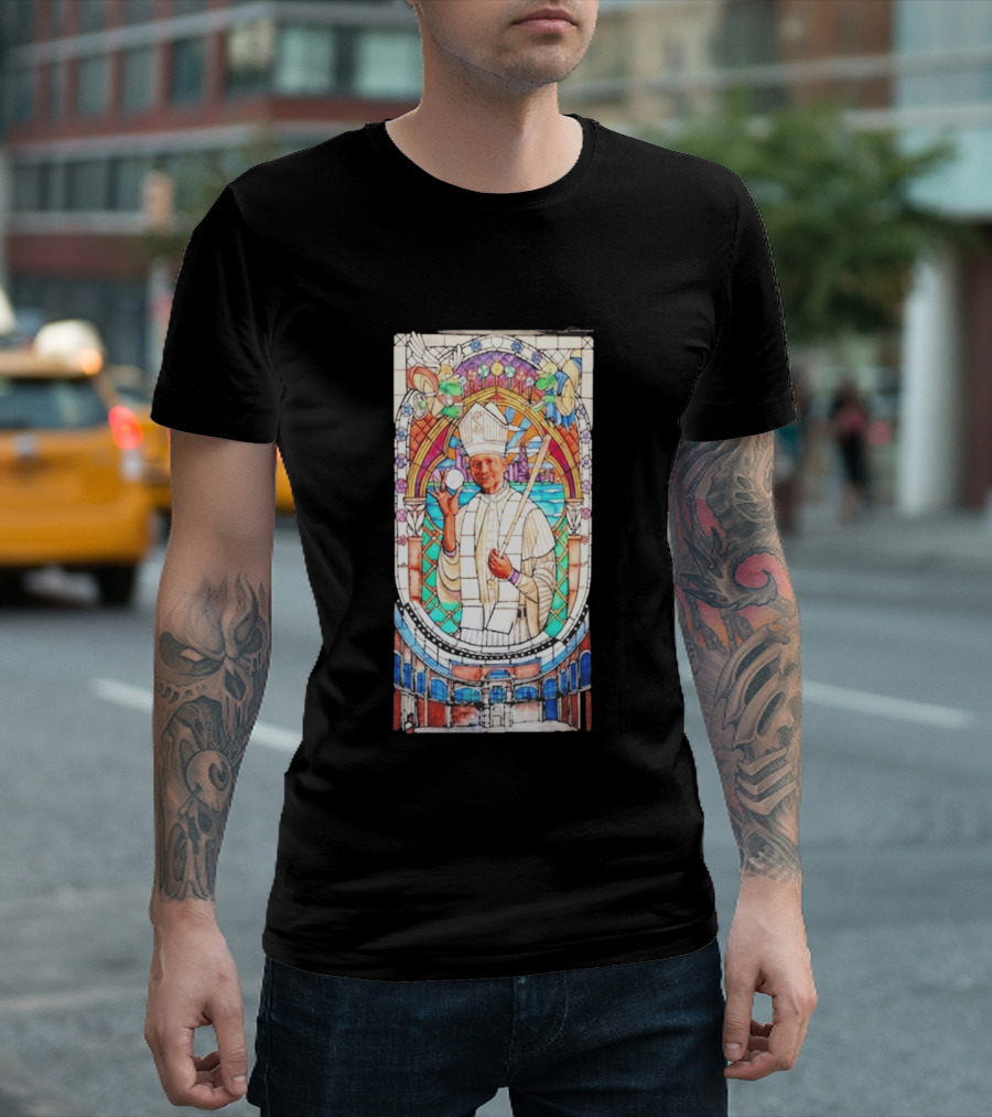 White Sox Pope Hat Stained Glass Painting T-Shirt