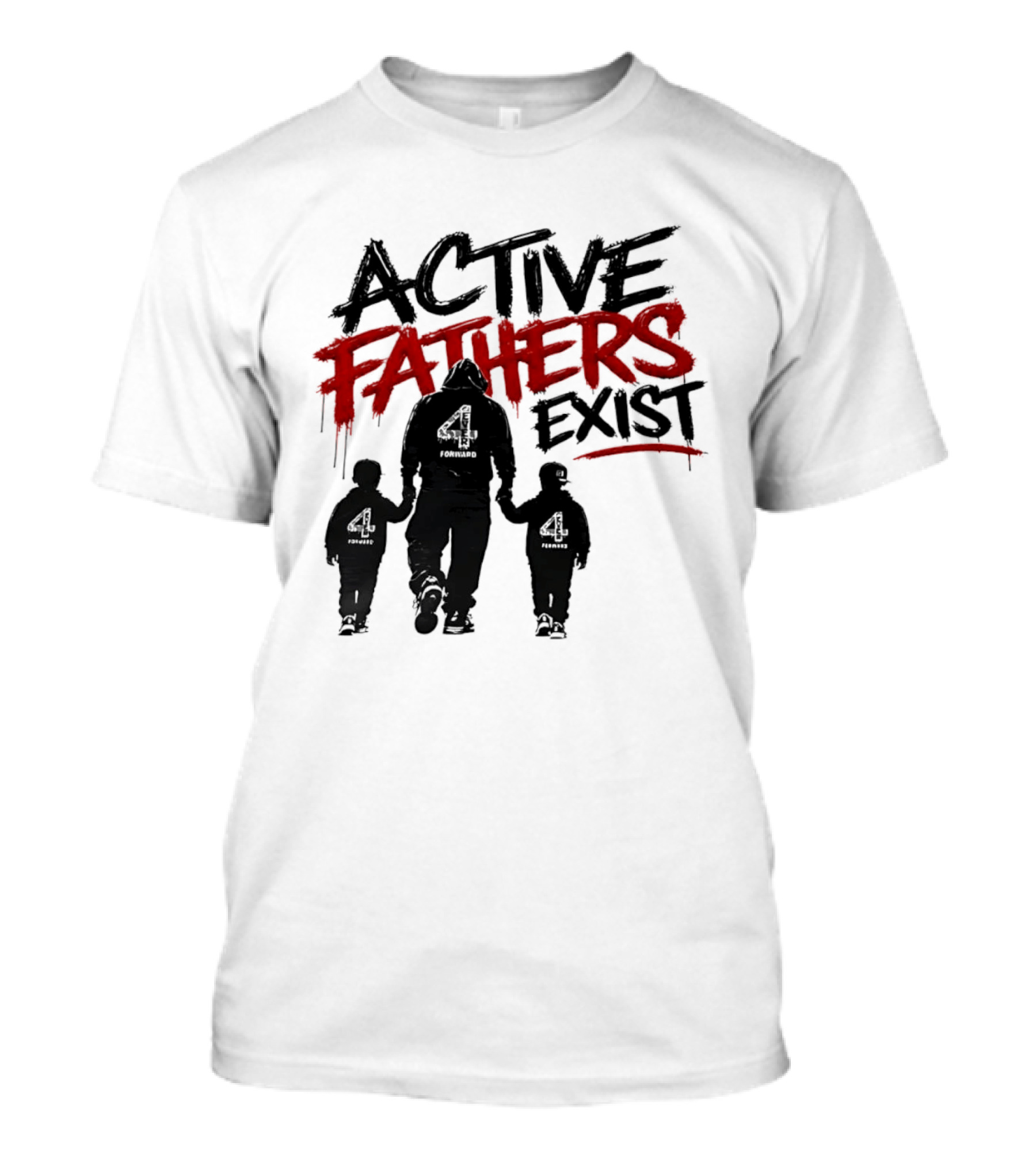 Active Fathers Exist Man Two Boys Walking Holding Hands T-Shirt