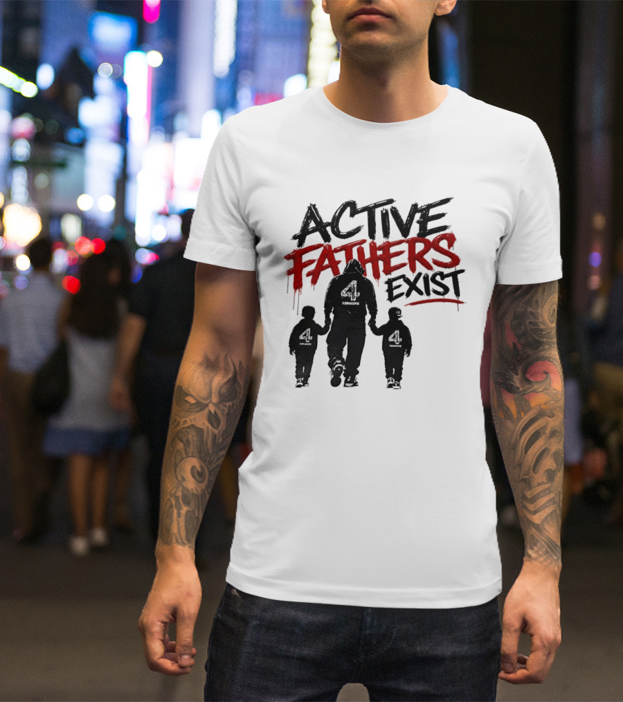 Active Fathers Exist Man Two Boys Walking Holding Hands T-Shirt