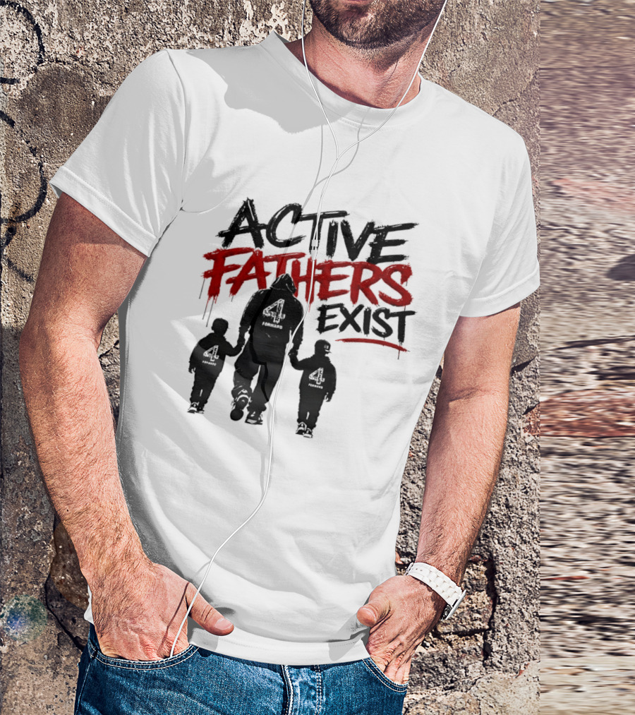 Active Fathers Exist Man Two Boys Walking Holding Hands T-Shirt