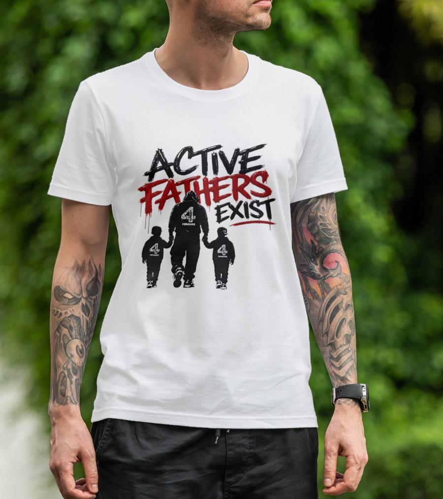 Active Fathers Exist Man Two Boys Walking Holding Hands T-Shirt