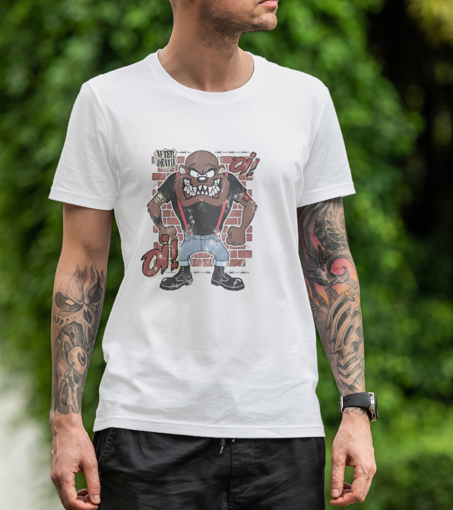 After Death Oi Distressed Skinhead Taz Suspenders Brick Wall T-Shirt