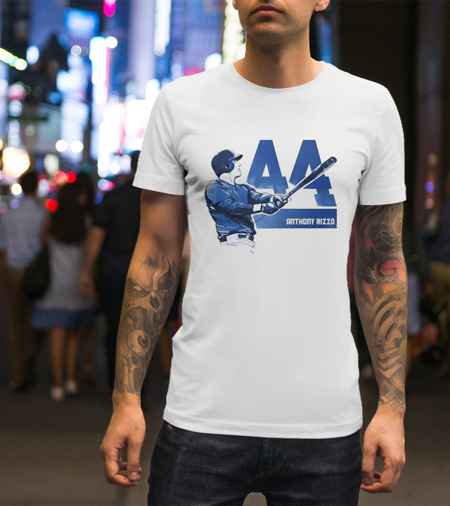 Anthony Rizzo 44 Swinging Blue Baseball Batter T-Shirt