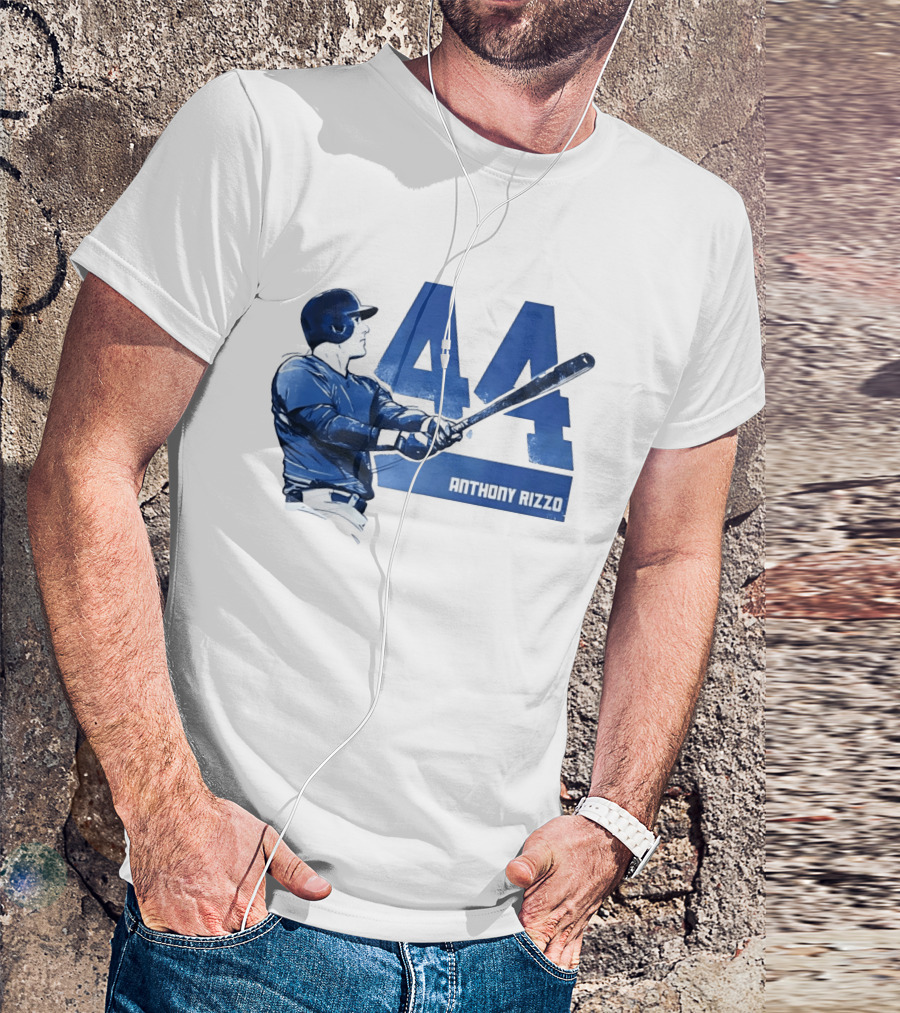 Anthony Rizzo 44 Swinging Blue Baseball Batter T-Shirt