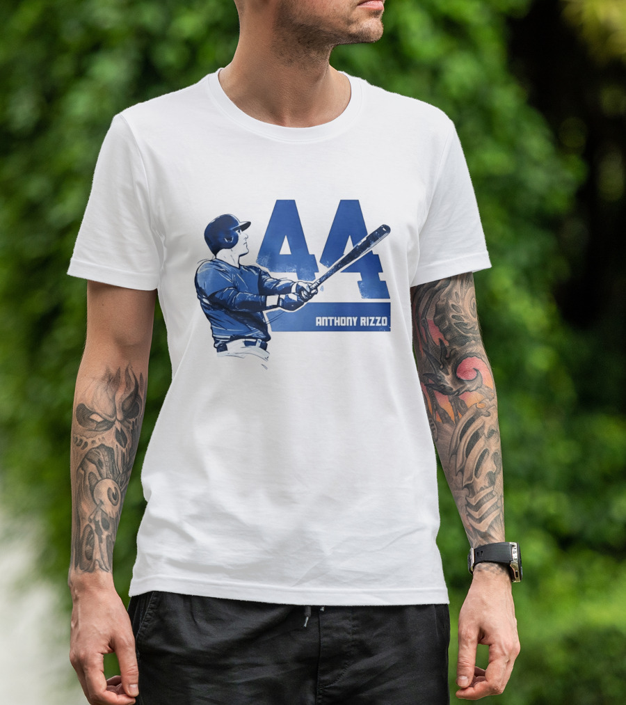 Anthony Rizzo 44 Swinging Blue Baseball Batter T-Shirt