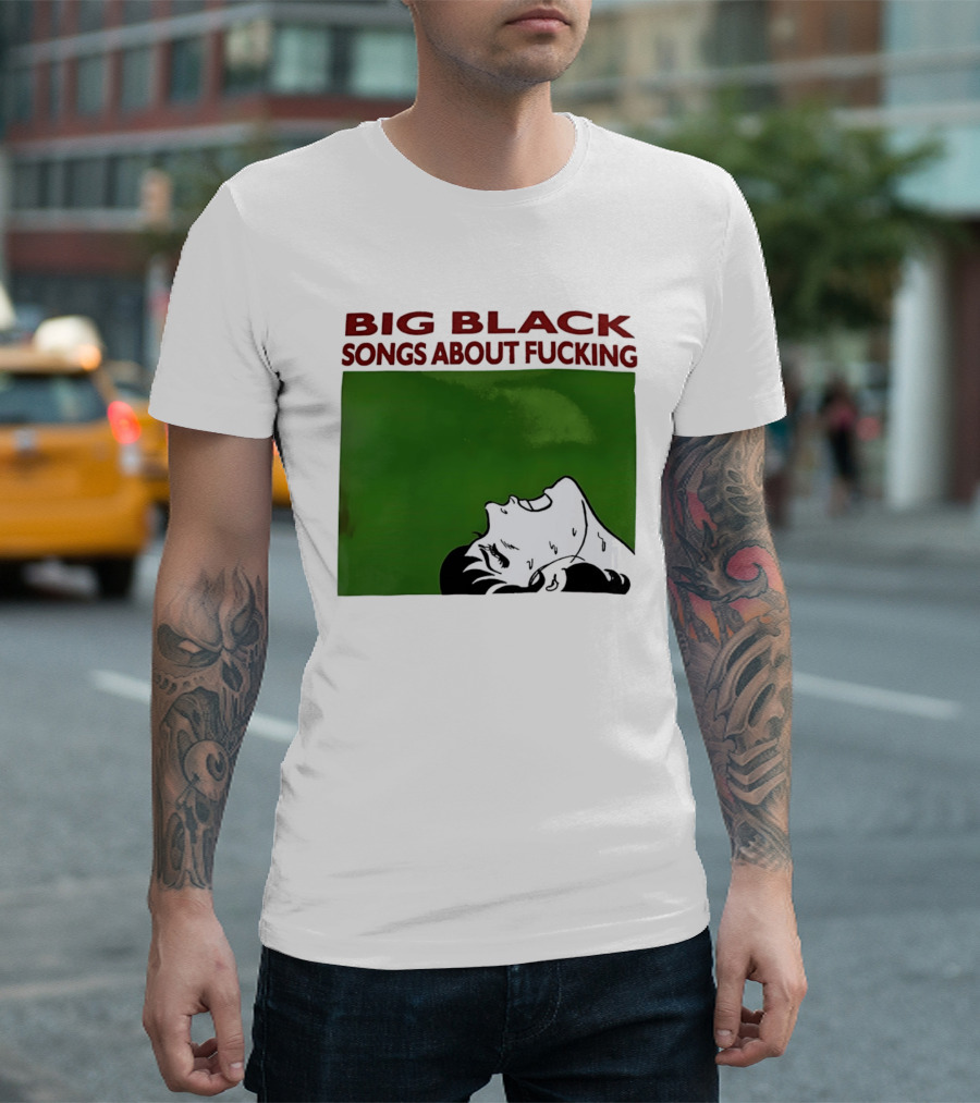 Big Black Songs About Fucking Green Background Sweating Face T-Shirt