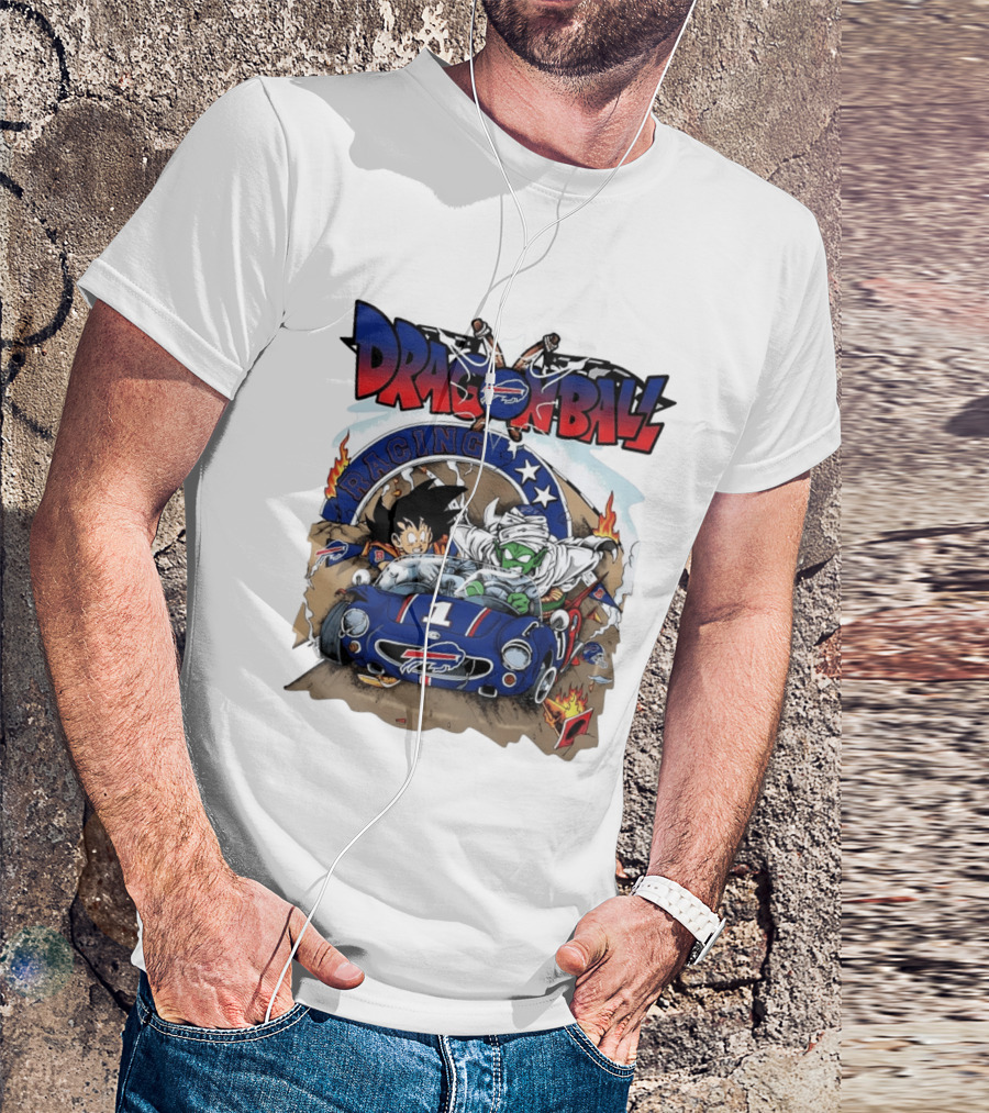 Buffalo Bills Dragon Ball Racing Goku Piccolo Driving Blue Car T-Shirt