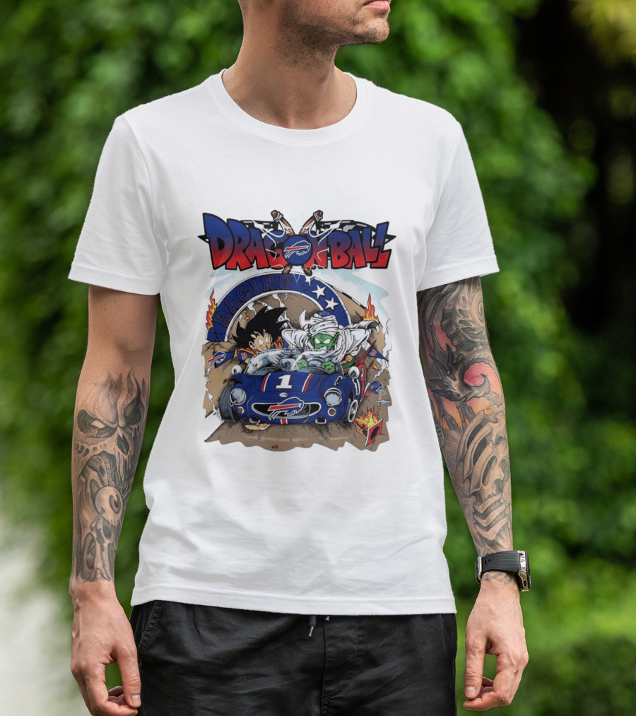 Buffalo Bills Dragon Ball Racing Goku Piccolo Driving Blue Car T-Shirt