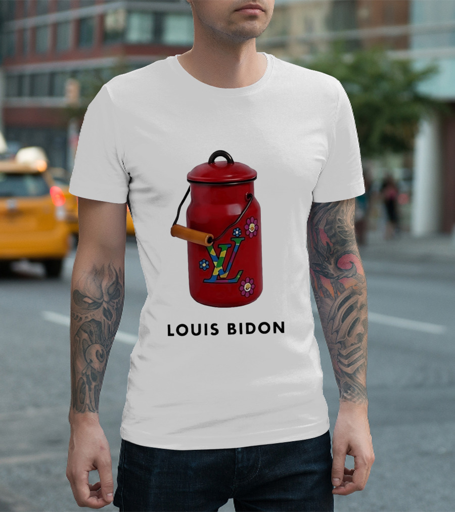 Louis Bidon Milk Jug Red Enamel Rainbow Monogram Flowers T-Shirt