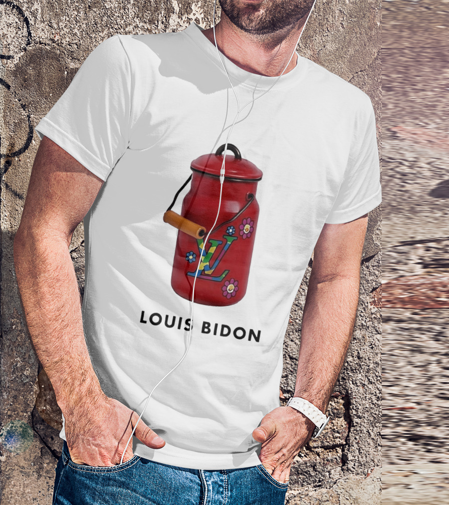 Louis Bidon Milk Jug Red Enamel Rainbow Monogram Flowers T-Shirt