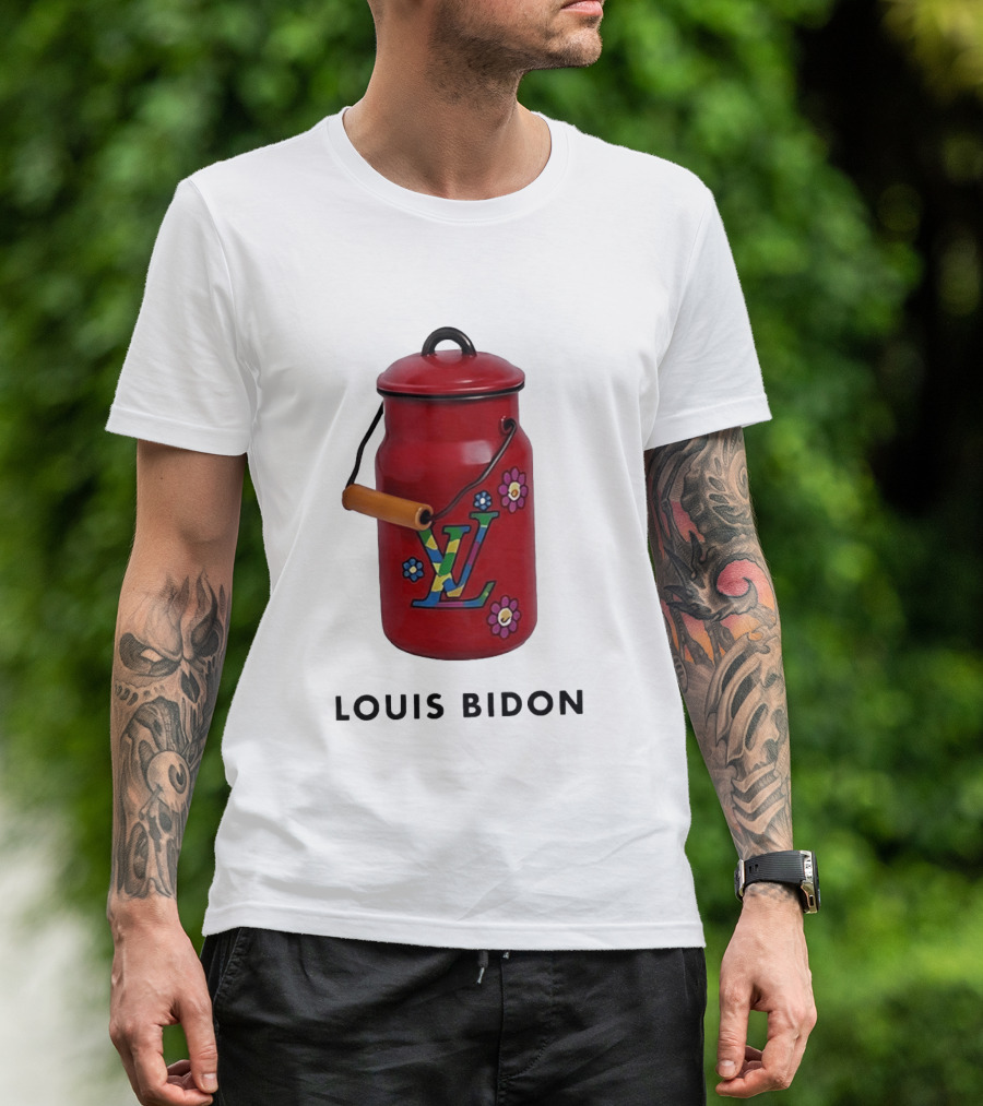 Louis Bidon Milk Jug Red Enamel Rainbow Monogram Flowers T-Shirt