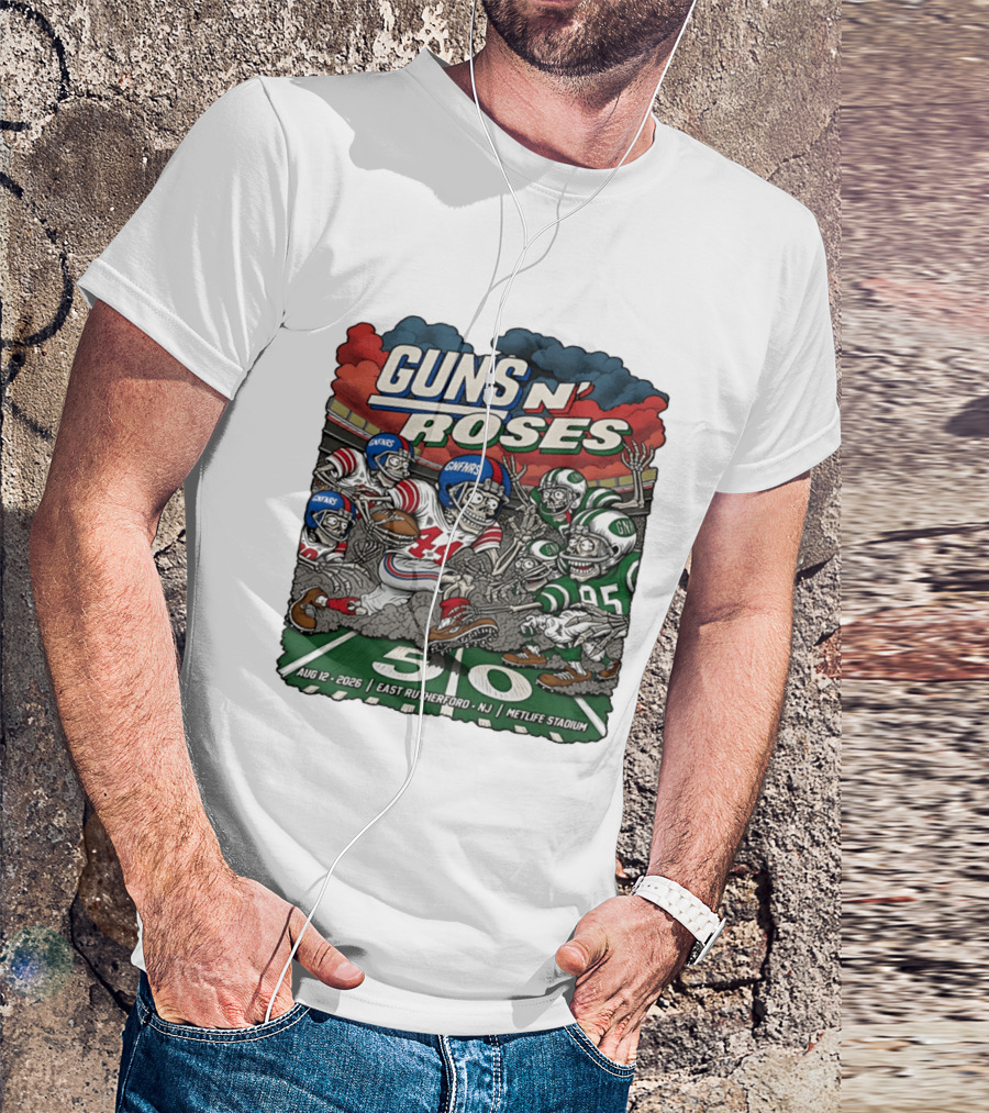 Guns N' Roses MetLife Stadium East Rutherford NJ August 12 2026 Football Skeletons T-Shirt