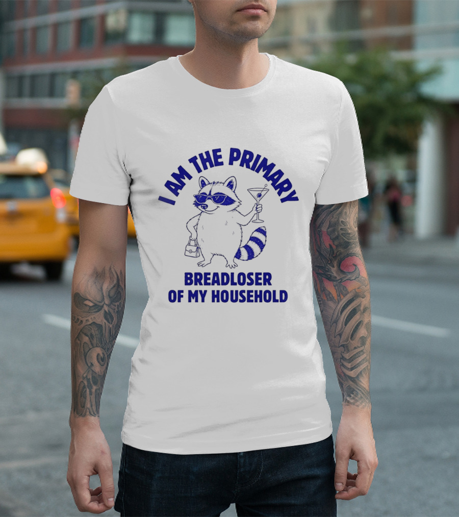 I Am The Primary Breadloser Of My Household Raccoon Sunglasses Martini Handbag T-Shirt