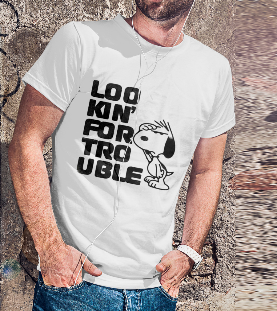 Peanuts Snoopy Lookin' For Trouble Hand Over Eye Distressed T-Shirt