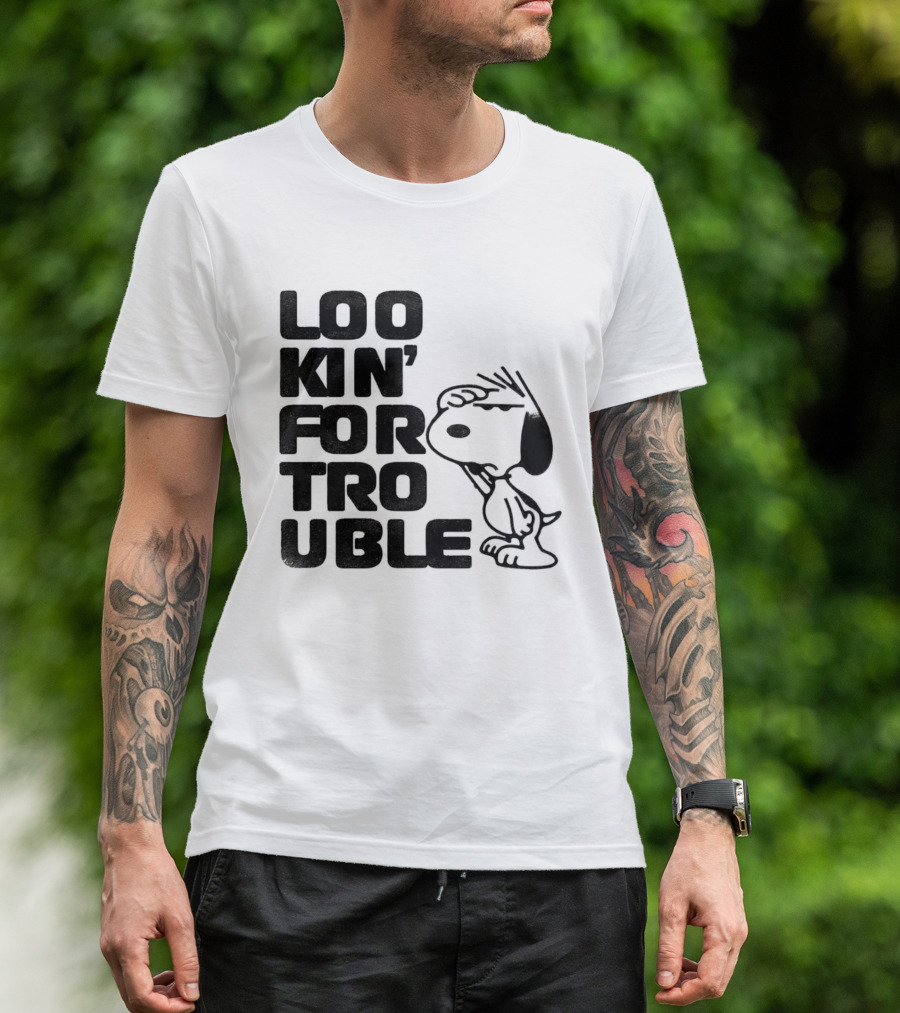 Peanuts Snoopy Lookin' For Trouble Hand Over Eye Distressed T-Shirt