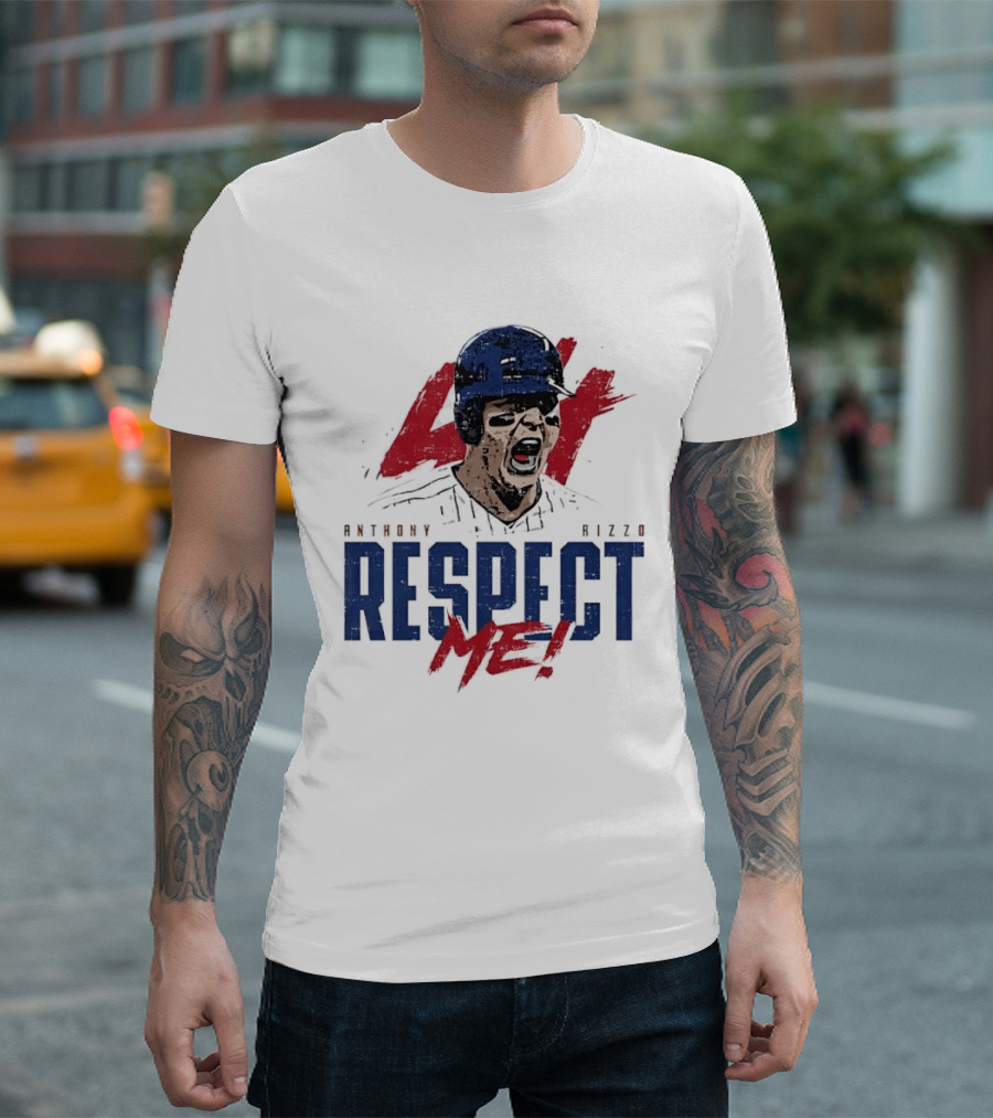 Anthony Rizzo Respect Me Screaming Baseball Player Distressed 44 Red T-Shirt
