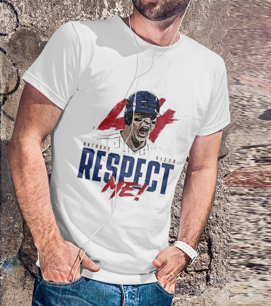 Anthony Rizzo Respect Me Screaming Baseball Player Distressed 44 Red T-Shirt