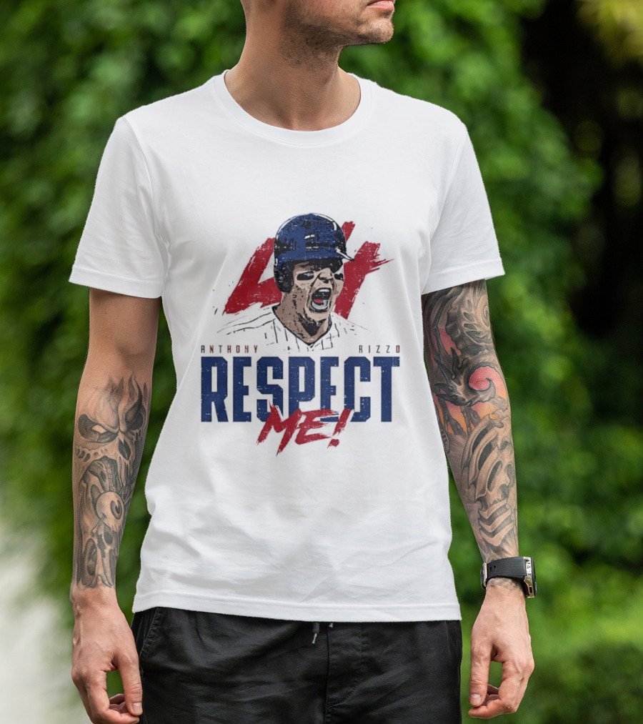 Anthony Rizzo Respect Me Screaming Baseball Player Distressed 44 Red T-Shirt