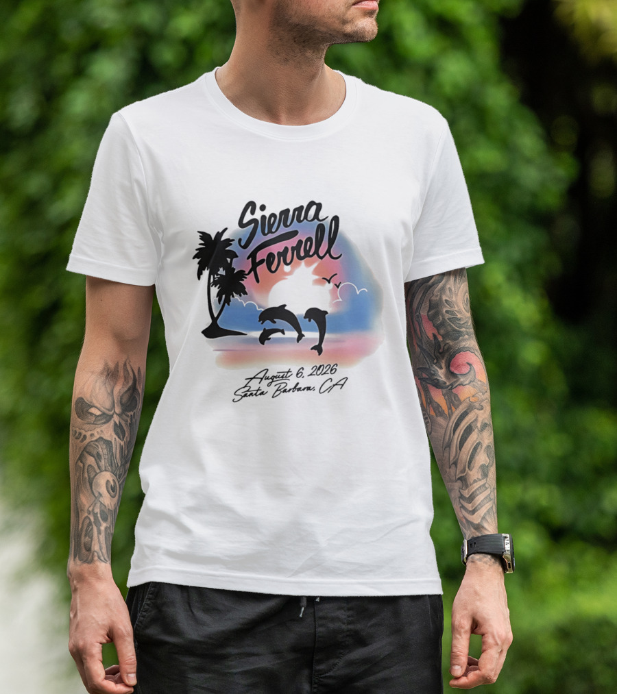 Sierra Ferrell August 6 2023 Santa Barbara CA Dolphins And Palm Trees T-Shirt
