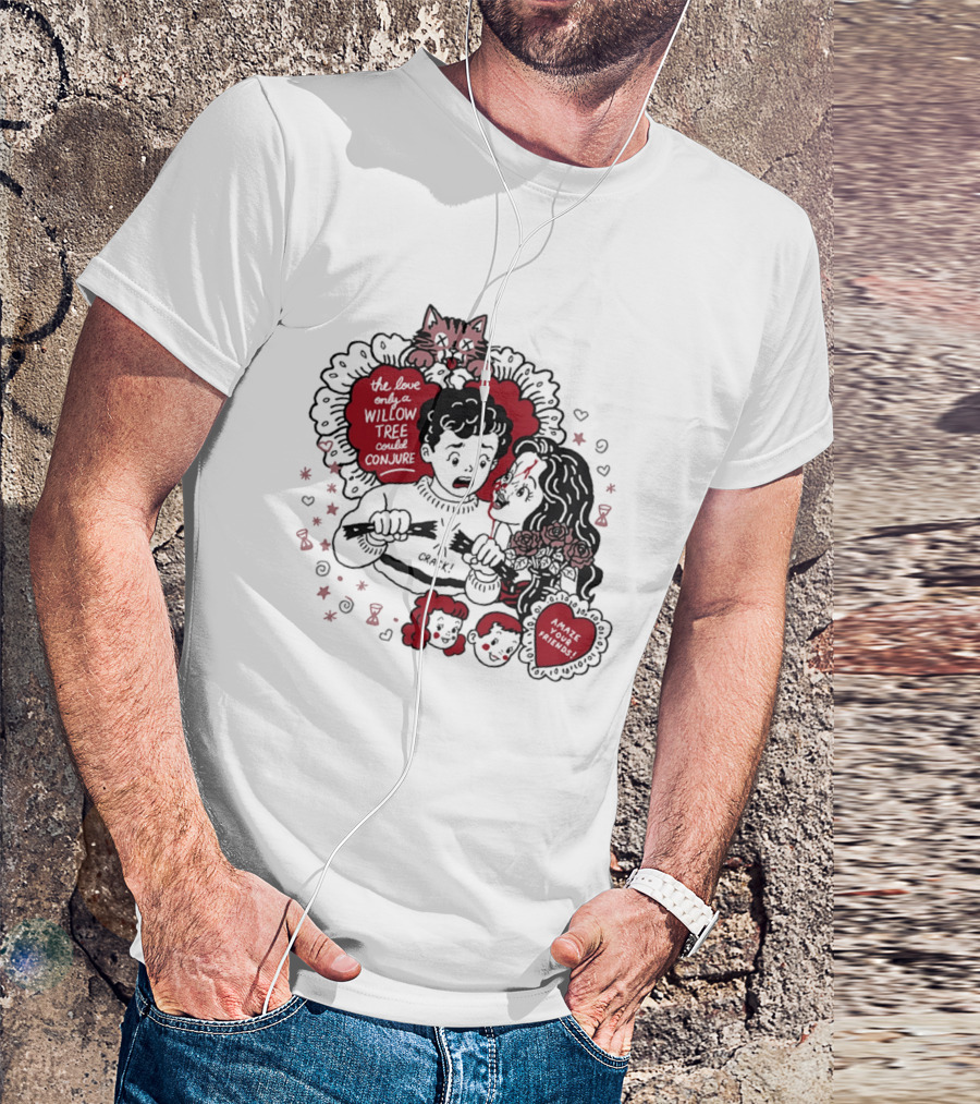 The Love Only A Willow Tree Could Conjure Crack Heartbreak Roses Cat T-Shirt