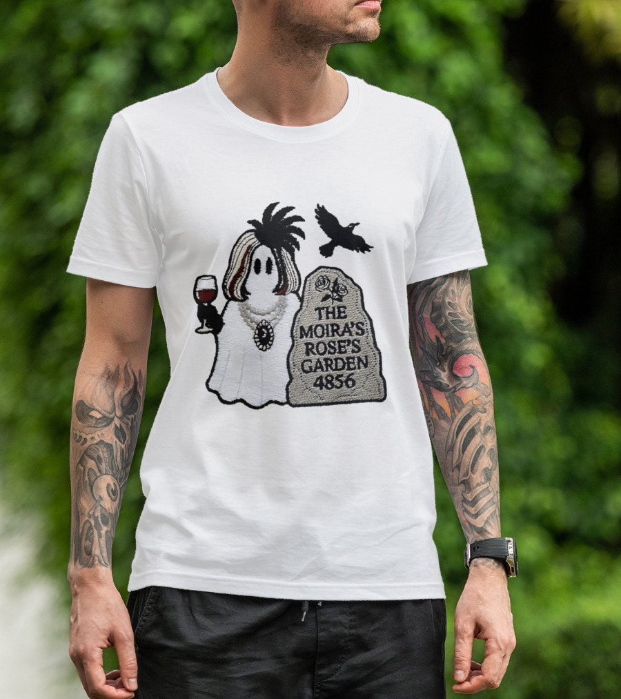 The Moira's Rose's Garden Ghost Wine Glass Tombstone Crow 4836 Wig T-Shirt