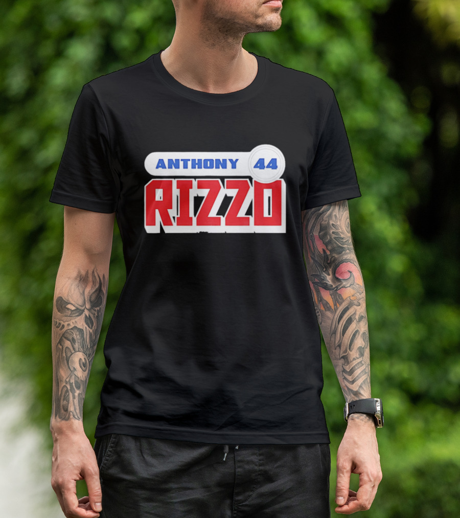 Anthony Rizzo 44 Red Blue Block Jersey Number T-Shirt