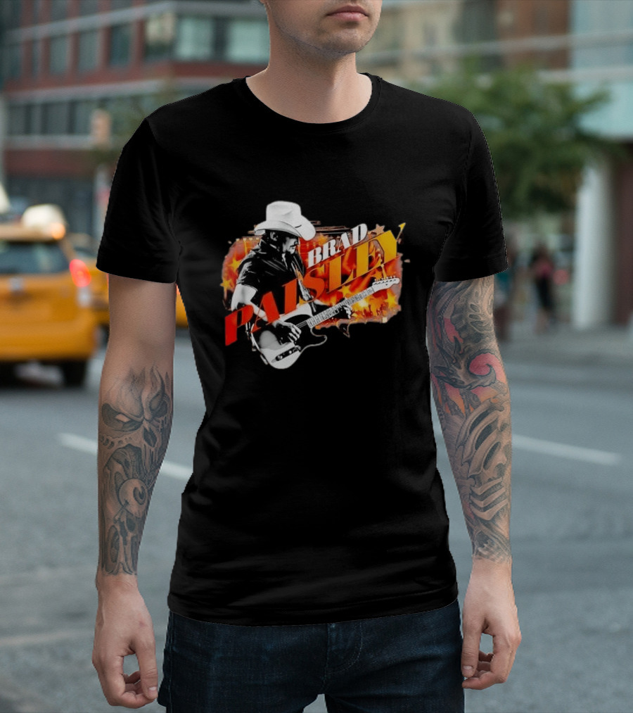 Brad Paisley Cowboy Hat Electric Guitar Musician Scene T-Shirt