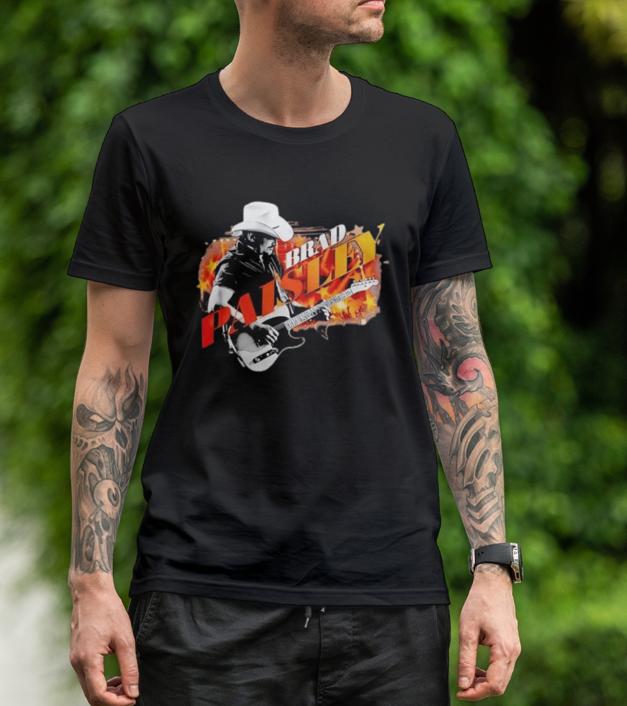 Brad Paisley Cowboy Hat Electric Guitar Musician Scene T-Shirt