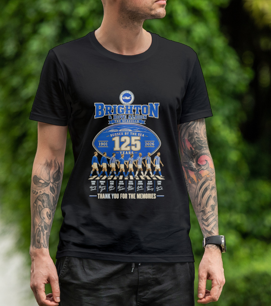 Brighton And Hove Albion The Seagulls Sussex By The Sea 125 Years 1901 2026 Thank You For The Memories T-Shirt
