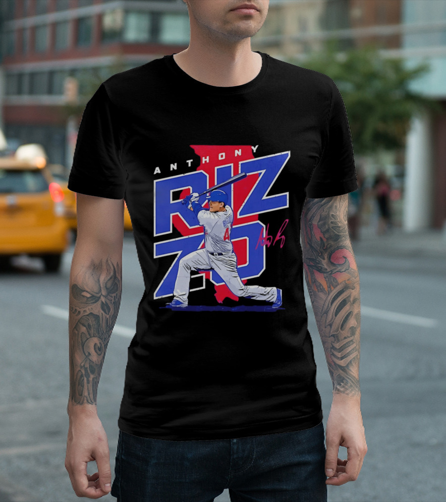Anthony Rizzo 44 Chicago Cubs Batting Illinois Map T-Shirt