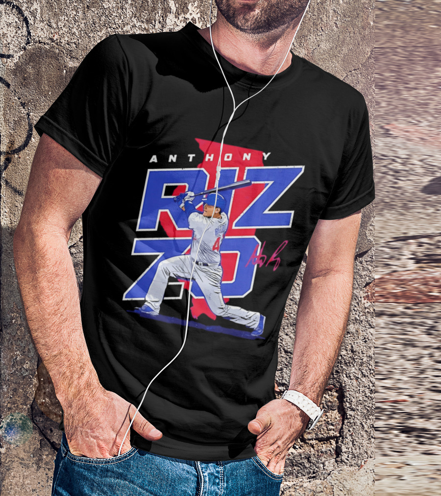 Anthony Rizzo 44 Chicago Cubs Batting Illinois Map T-Shirt