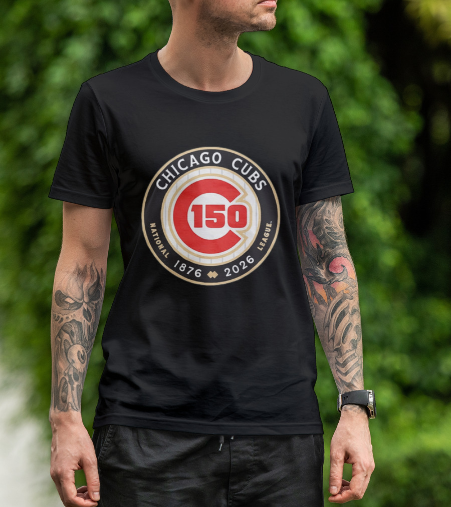 Chicago Cubs National League 150th Anniversary 1876 2026 Pinstripes T-Shirt