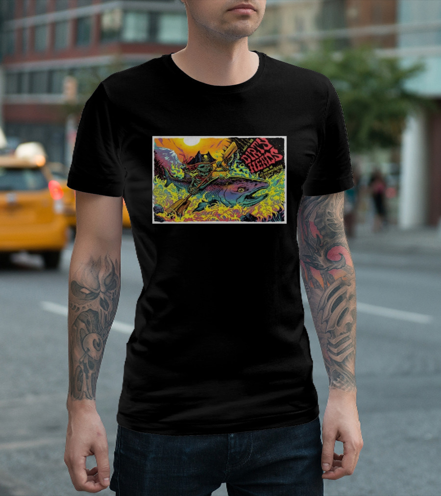 Dirty Heads Aug 13 2026 Skeleton Pirate Riding Fish White River Amphitheatre Auburn WA T-Shirt
