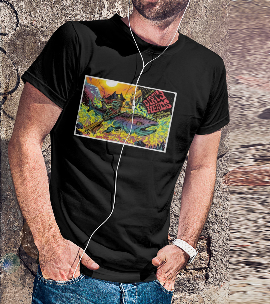 Dirty Heads Aug 13 2026 Skeleton Pirate Riding Fish White River Amphitheatre Auburn WA T-Shirt