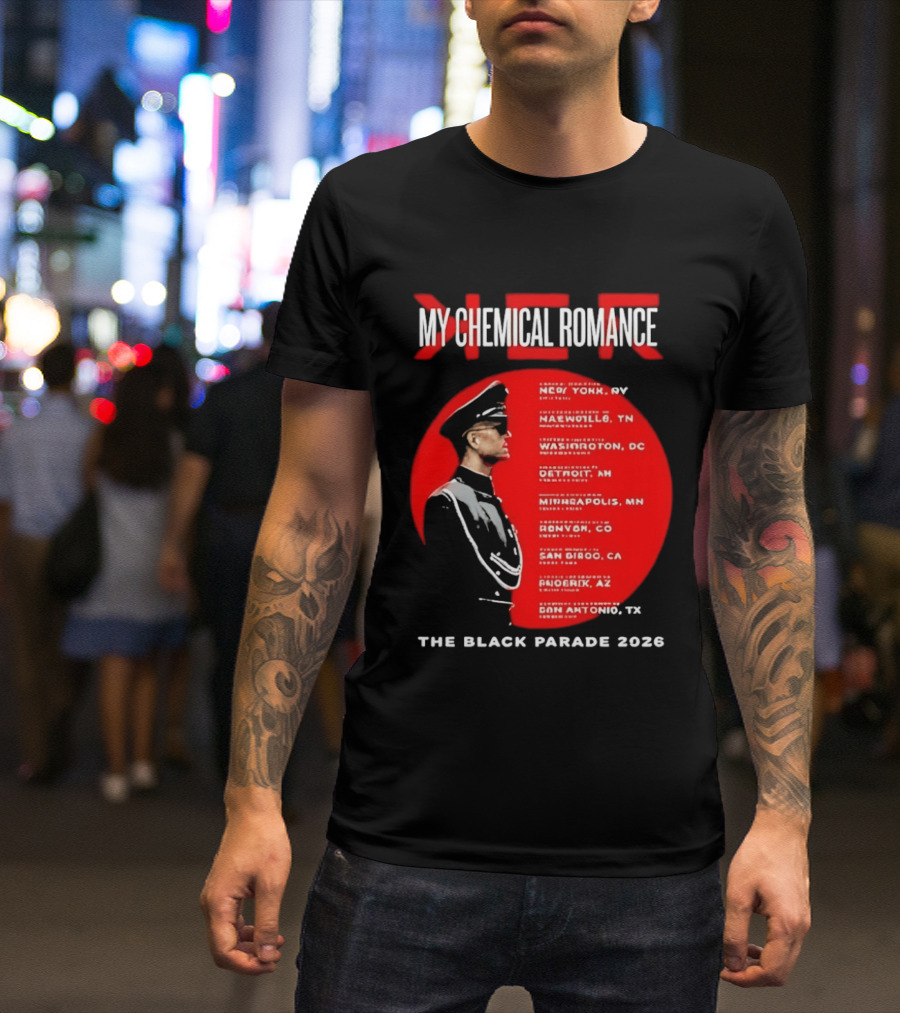 My Chemical Romance The Black Parade 2026 Tour Cities T-Shirt