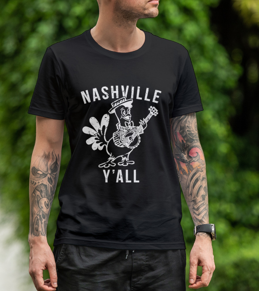 Nashville Y'all Turkey Playing Guitar T-Shirt