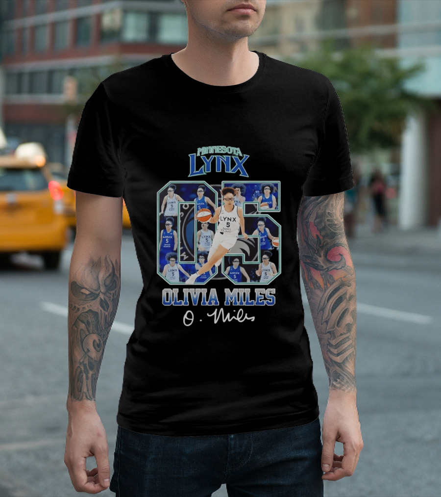 Minnesota Lynx Olivia Miles No 5 WNBA Collage T-Shirt