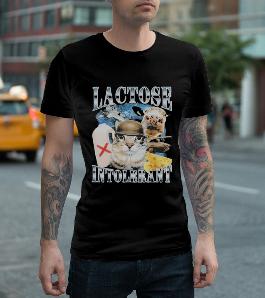 Lactose Intolerant Cat Cheese Cow Milk Jug T-Shirt