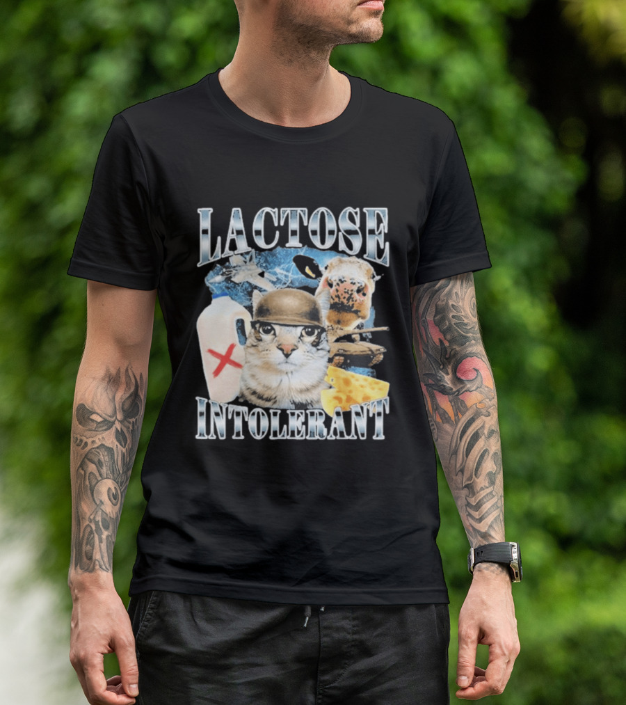 Lactose Intolerant Cat Cheese Cow Milk Jug T-Shirt