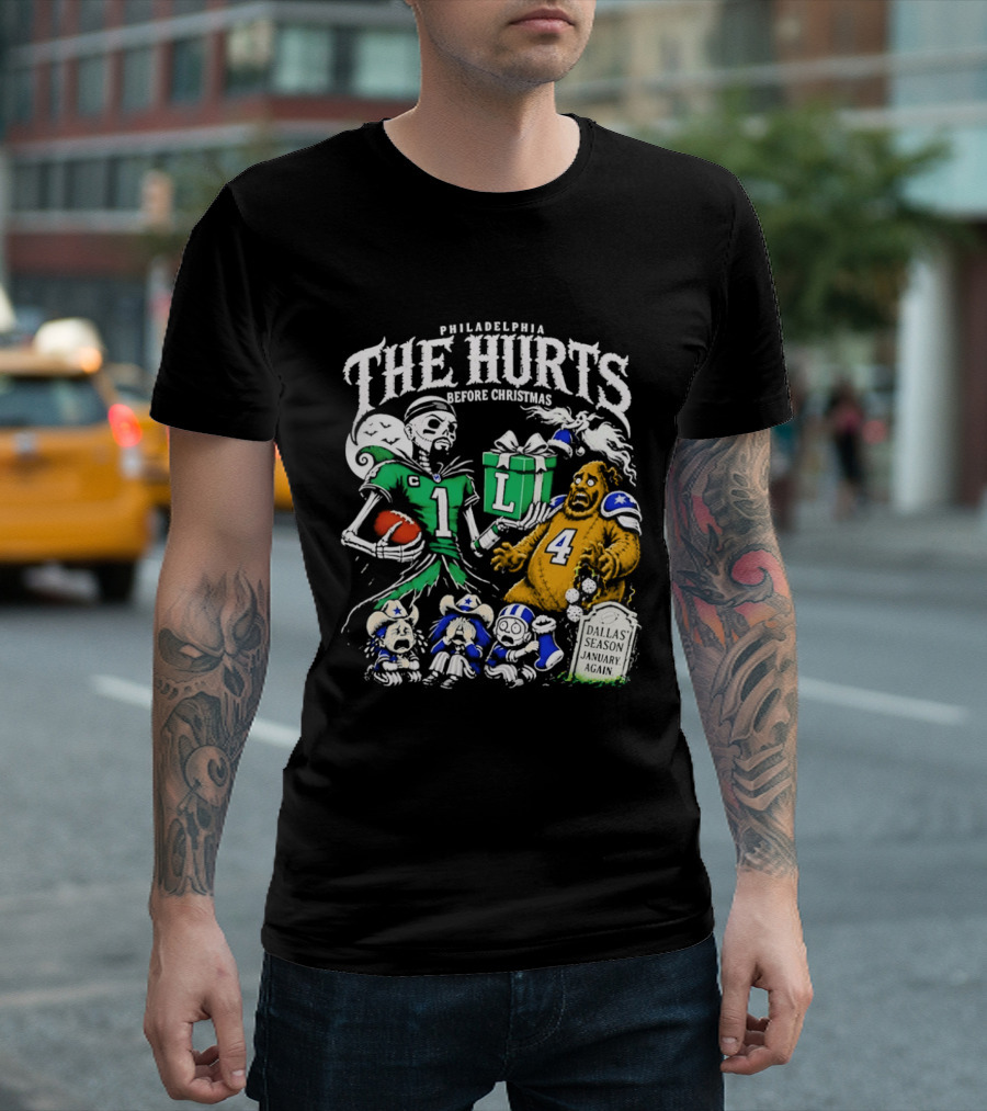 Philadelphia Eagles The Hurts Before Christmas Jalen Hurts Dallas Season Again Tombstone T-Shirt