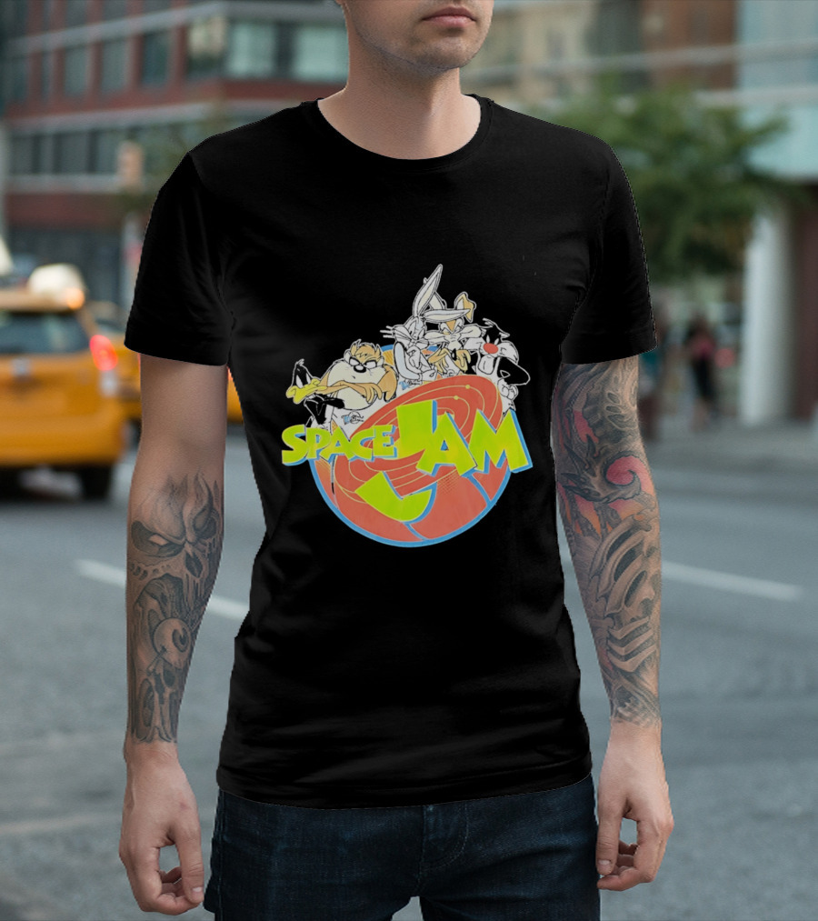 Space Jam Looney Tunes Characters Dynamic Pose T-Shirt