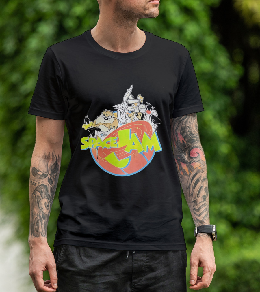Space Jam Looney Tunes Characters Dynamic Pose T-Shirt